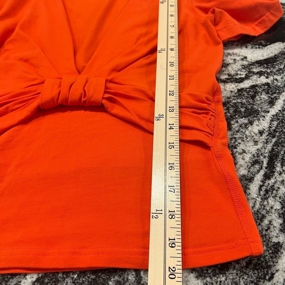 FREE PEOPLE deep orange puff short sleeves with plunging neckline top - Picture 8 of 10
